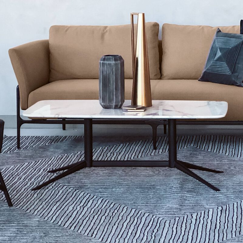 contemporary coffee table with marble laminate top in office setting with the contemporary three-seat sofa image number null